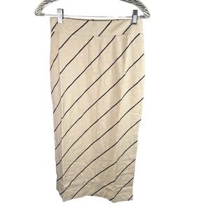 Lou‎ & Grey Skirt Women's Size S Beige Navy Striped Cotton Blend Casual Career